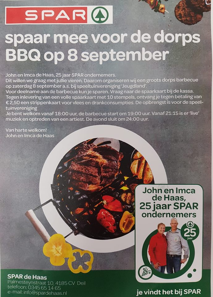 Dorps BBQ, John en Imca de haas 25 jaar Spar ondernemers @ Speeltuinvereniging 'Jeugdland'