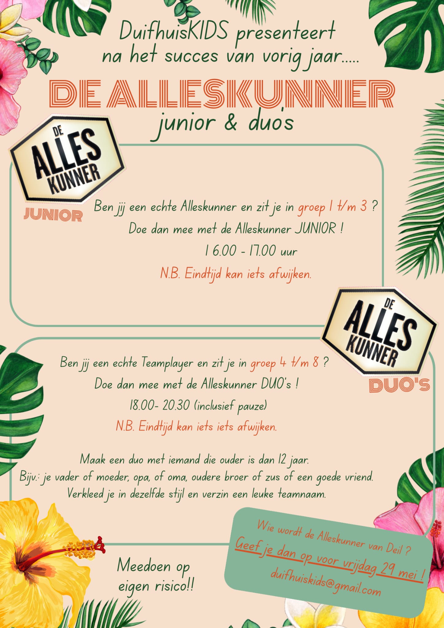 Alleskunner Junior en Duo met DuifhuisKIDS